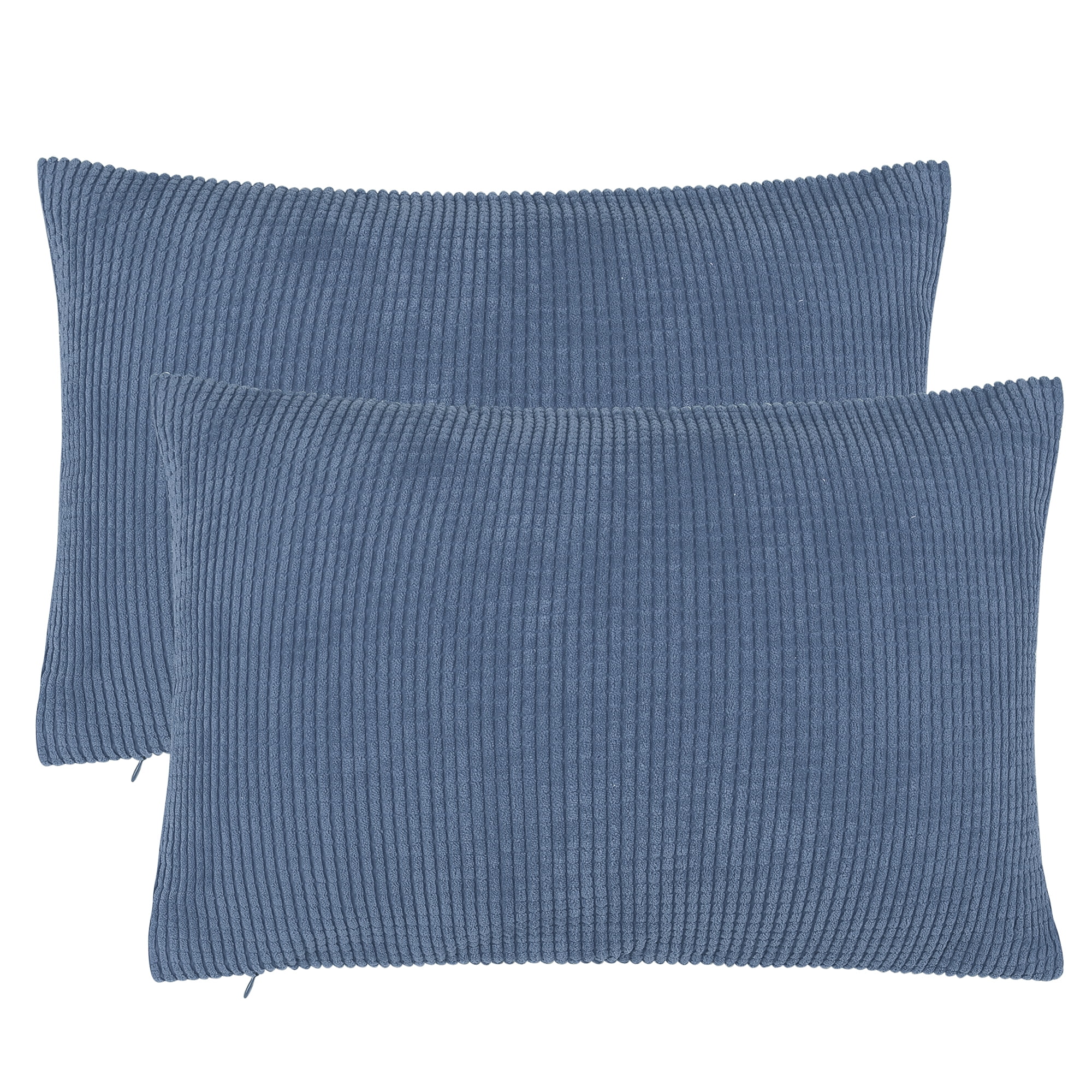 Unique Bargains 2-pcs Corduroy Decorative Throw Pillow Covers Teal Blue 12"x18"