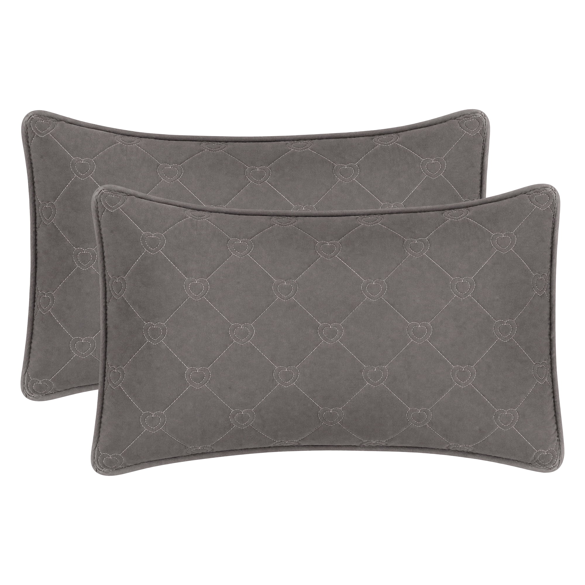 Unique Bargains 2-pcs Heart-shaped Polyester Comfortable Pillow Protector Dark Gray