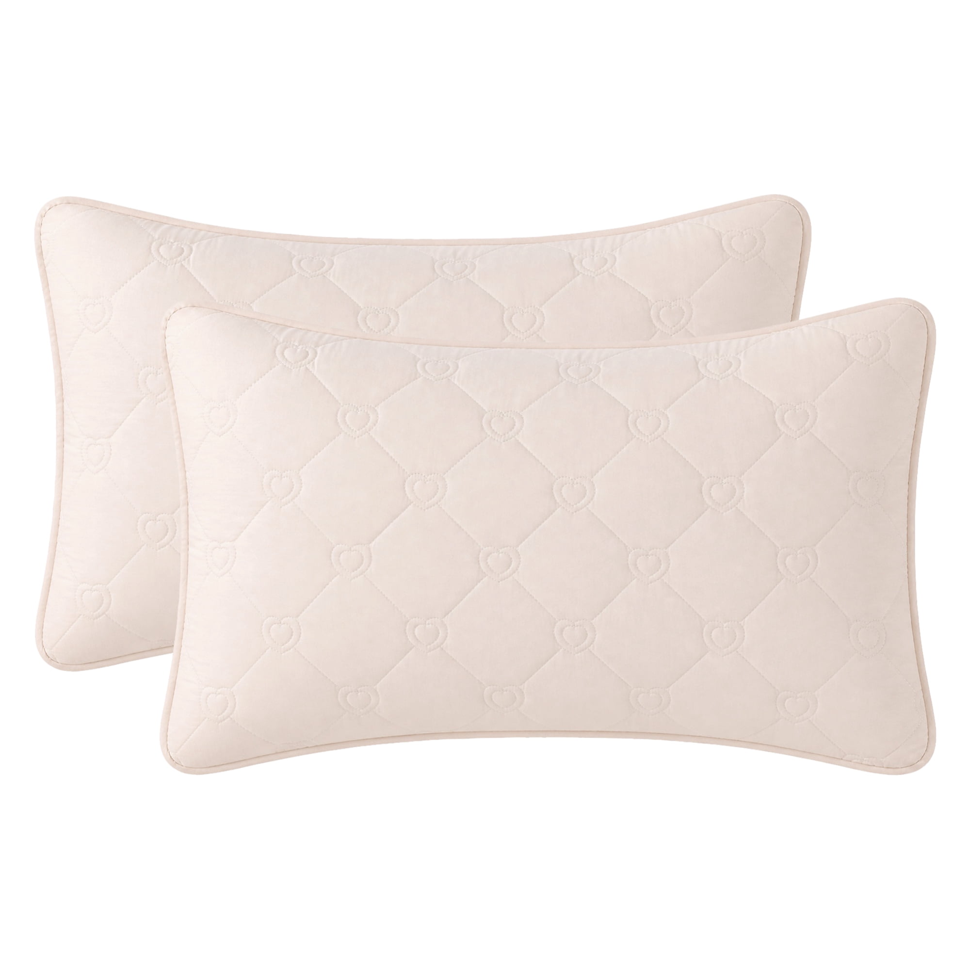Unique Bargains 2-pcs Heart-shaped Polyester Comfortable Quilted Pillow Protector Beige