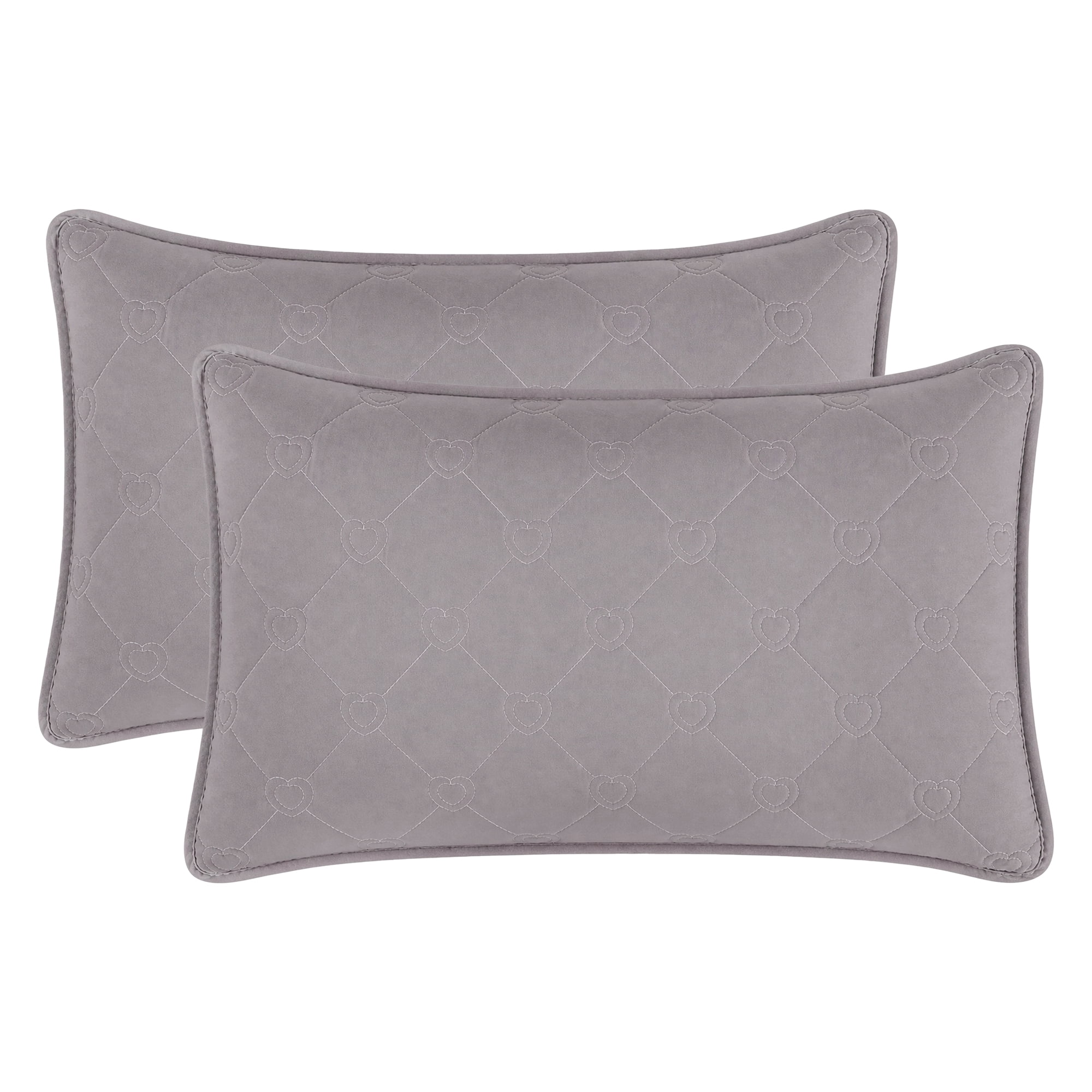 Unique Bargains 2-pcs Heart-shaped Polyester Comfortable Quilted Pillow Protector Gray