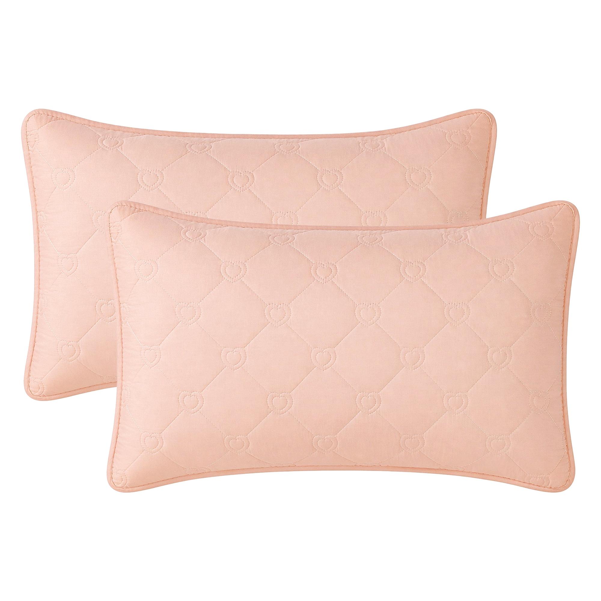 Unique Bargains 2-pcs Heart-shaped Polyester Comfortable Quilted Pillow Protector Pink