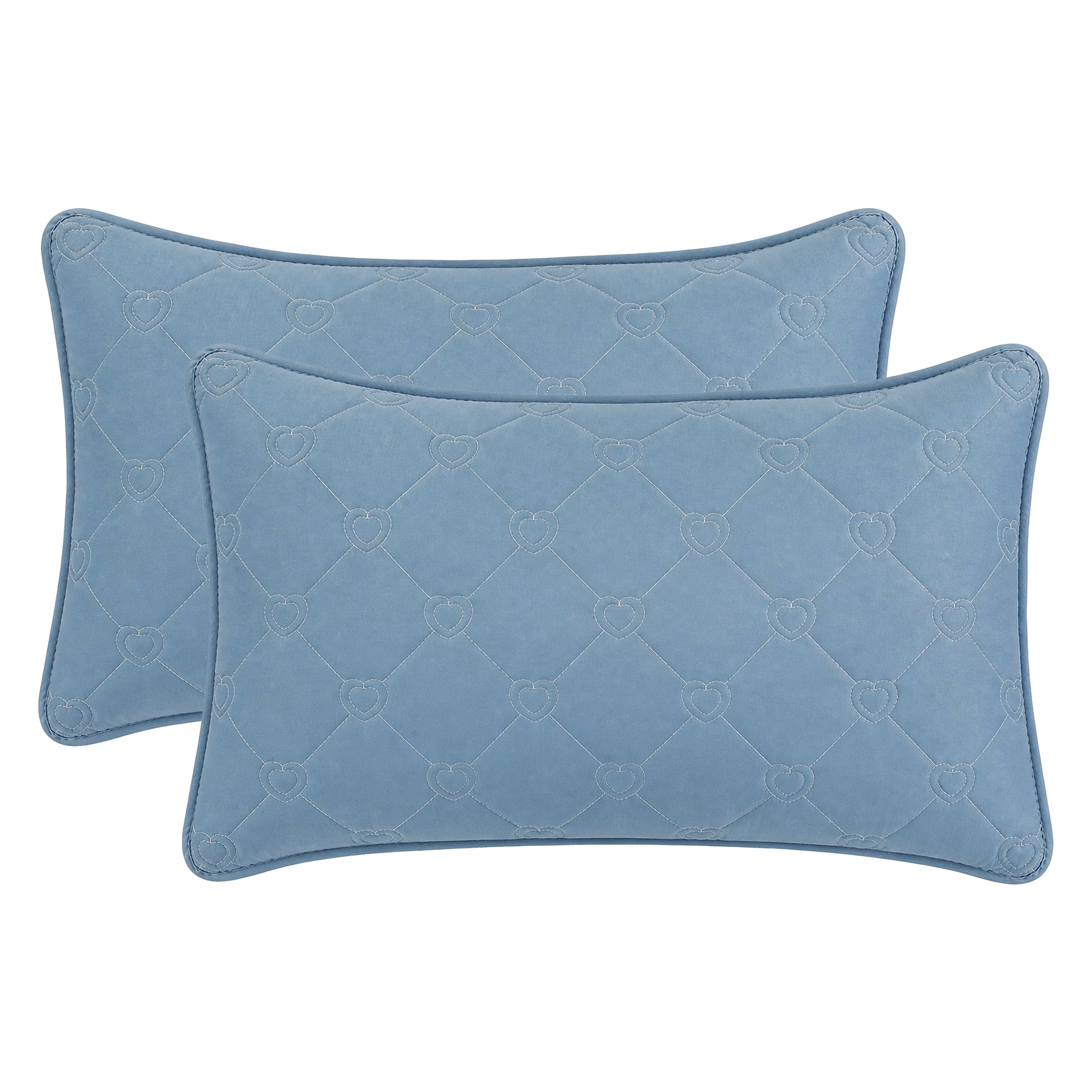 Unique Bargains 2-pcs Heart-shaped Polyester Comfortable Quilted Pillow Protector Sky Blue