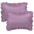 thumbnail image 1 of Unique Bargains 2-Piece Satin Ruffled Edge Pillowcases, Boudoir, Mauve, 1 of 7
