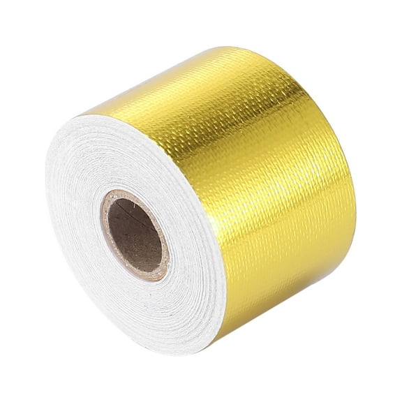 Unique Bargains 2" x 50ft Heat Shield Tape Roll Heat Resistant Heat Reflective for Car Gold Tone