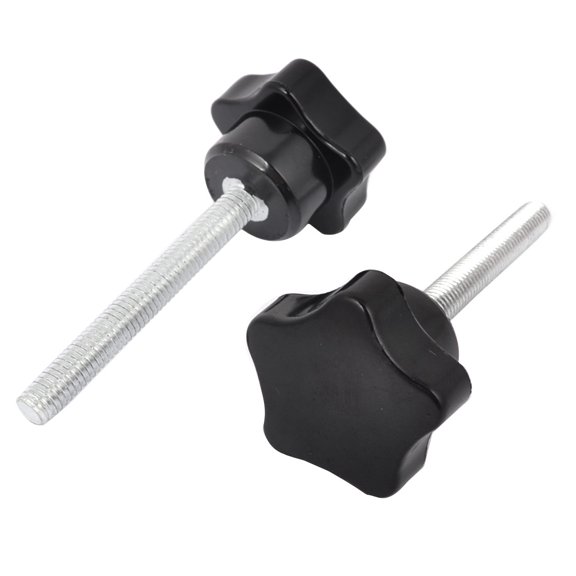 Unique Bargains 2 x Black 6mm x 50mm Clamping Screw on Type Knob Grip 1.26" Star Head Dia