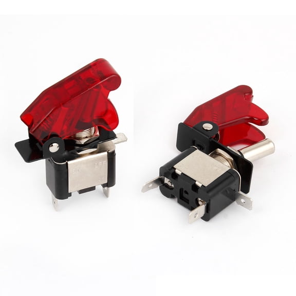 Unique Bargains 2 x Red 12V 20A Car Auto Cover  SPST Toggle Rocker Switch Control On/Off