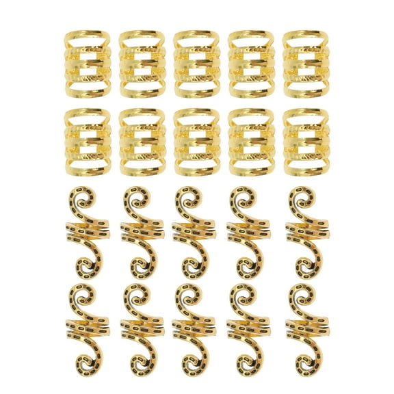 Unique Bargains 20 Hair Cuffs Dreadlock Hollow Design Dreadlock Hair Clips Gold Tone