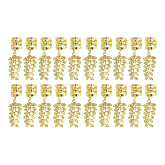 Unique Bargains 20 Hair Cuffs Dreadlock Hollow Out Leaf Dreadlock Hair Clips Gold Tone