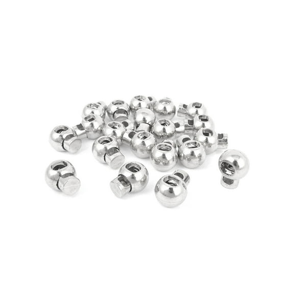Unique Bargains 20 PCS Metal 8mm x 5.5mm Hole Backpack Drawstring Spring Cord Locks Ends