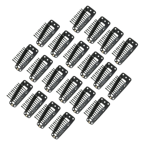 Unique Bargains 20 Pcs 10-Teeth Snap Wig Hair Clips for Hair Extension Black