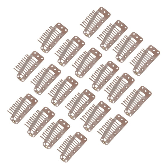 Unique Bargains 20 Pcs 10-Teeth Snap Wig Hair Clips for Hair Extension Light Brown