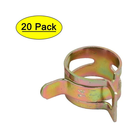 Unique Bargains 20 Pcs 14mm Spring Band Type Steel Action Fuel Hose Pipe Air Clamp Bronze Tone