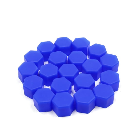 Unique Bargains 20 Pcs 17 x 19mm Blue  Car Wheel Tyre Hub Screw Bolt Nut Cap Covers