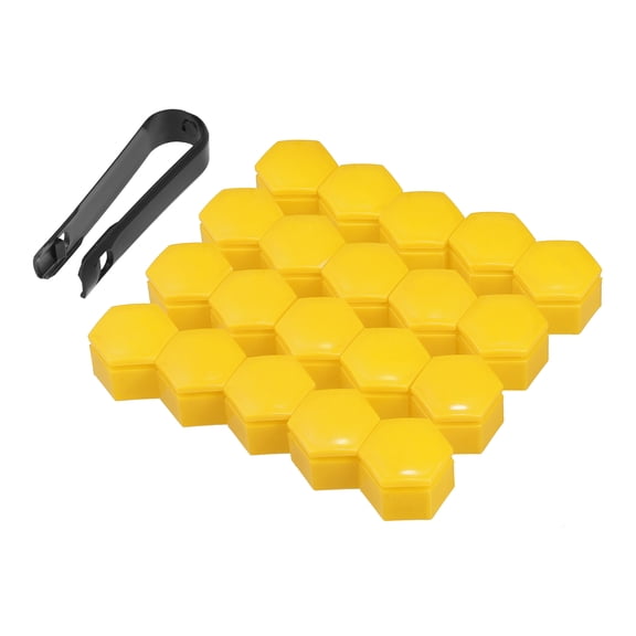 Unique Bargains 20 Pcs 22mm Wheel Lug Nut Covers for Land Rover Range Rover Sport 2006-2013 for Buick Regal 15-17 Yellow