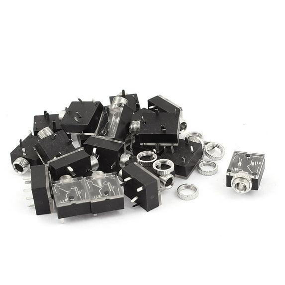 Unique Bargains 20 Pcs 3.5mm Female 5pin Stereo Headset Interior PCB Mount Audio Jack Socket