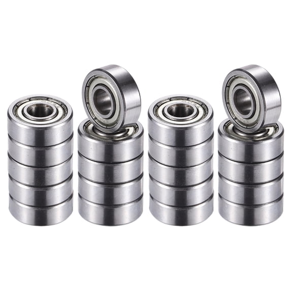 Unique Bargains 20 Pcs 605ZZ 5x14x5mm Double Metal Shield Single Row Deep Groove Ball Bearings Silver Tone