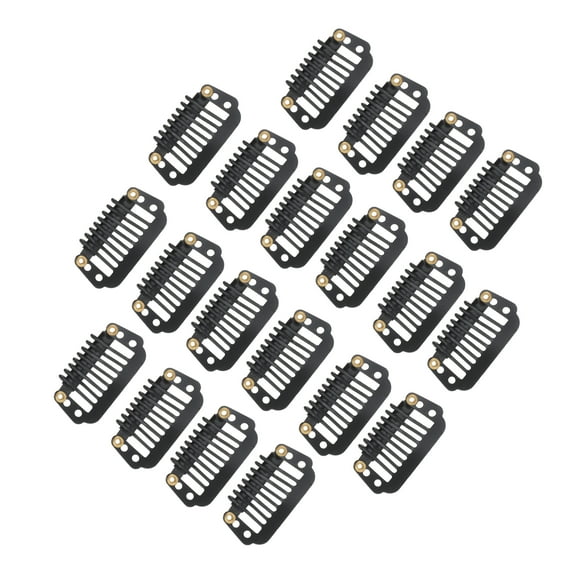 Unique Bargains 20 Pcs 8-Teeth Snap Wig Hair Clips for Hair Extension Black