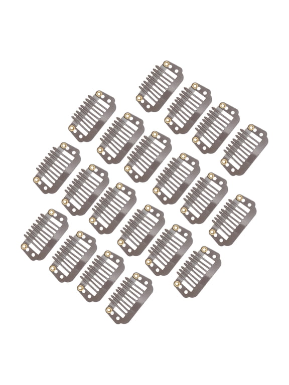 20 Pcs 8-Teeth Snap Wig Hair Clips for Hair Extension Brown