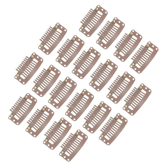 Unique Bargains 20 Pcs 9-Teeth Snap Wig Hair Clips for Hair Extension Deep Brown