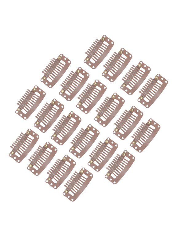 20 Pcs 9-Teeth Snap Wig Hair Clips for Hair Extension Deep Brown