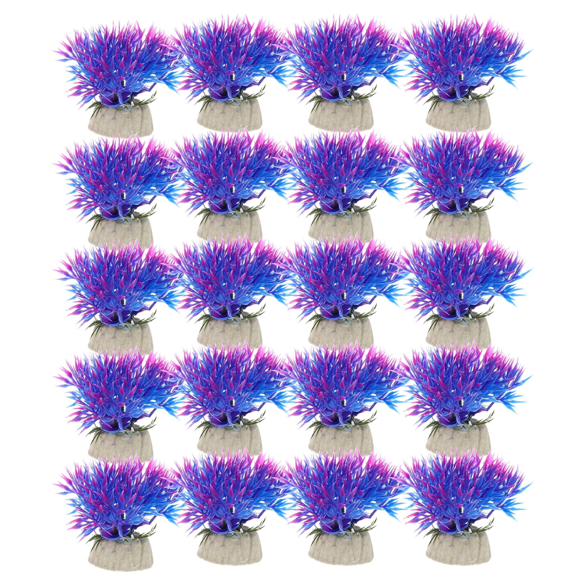 Unique Bargains 20 Pcs Aquarium Artificial Plants Plastic for Fish Tank Decor Purple 1.97"