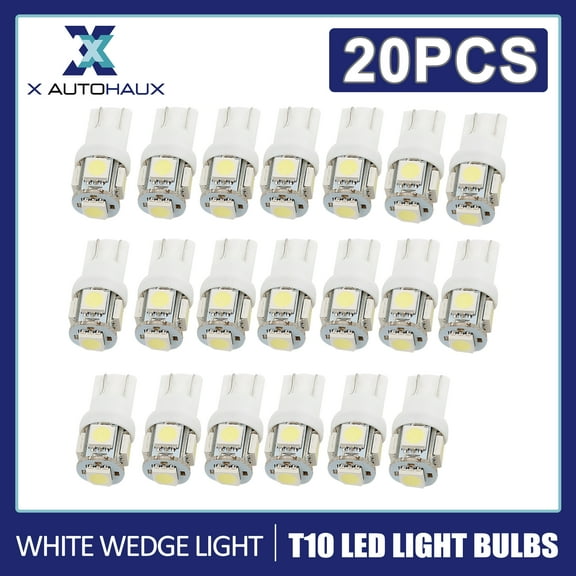 Unique Bargains 20 Pcs Car T10 White 5050 5 Surface Mount Device LED Turning Light Wedge Lamps Internal