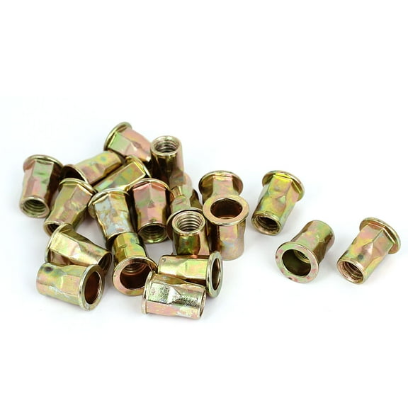 Unique Bargains 20 Pcs Carbon Steel Half Hex Body Blind Rivet Nuts Rivnuts Nutserts M10x21mm