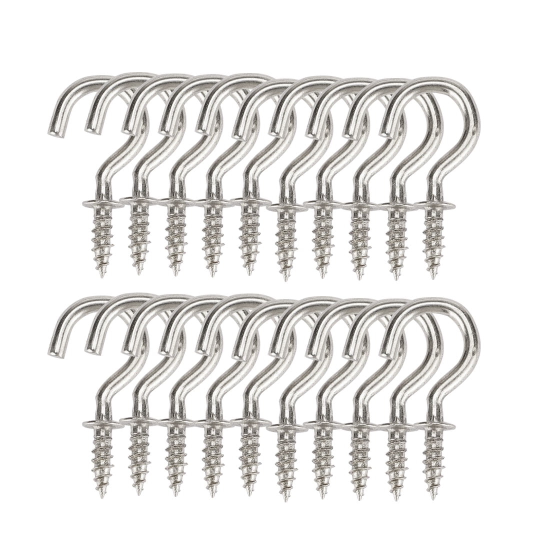 Unique Bargains 20 Pcs Cup Ceiling Hooks Screw Hanger Indoor Outdoor Silver Tone