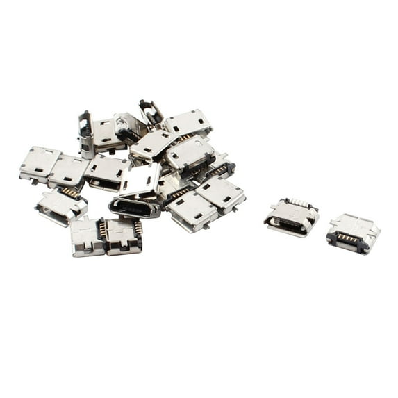 Unique Bargains 20 Pcs Dual Vertical Fixed Foot Micro USB Type B Female 5Pin Surface Mount Device Jack