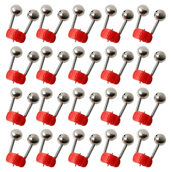 Unique Bargains 20 Pcs Fishing Rod Alarm Dual Fishing Bite Bells Red Silver Tone