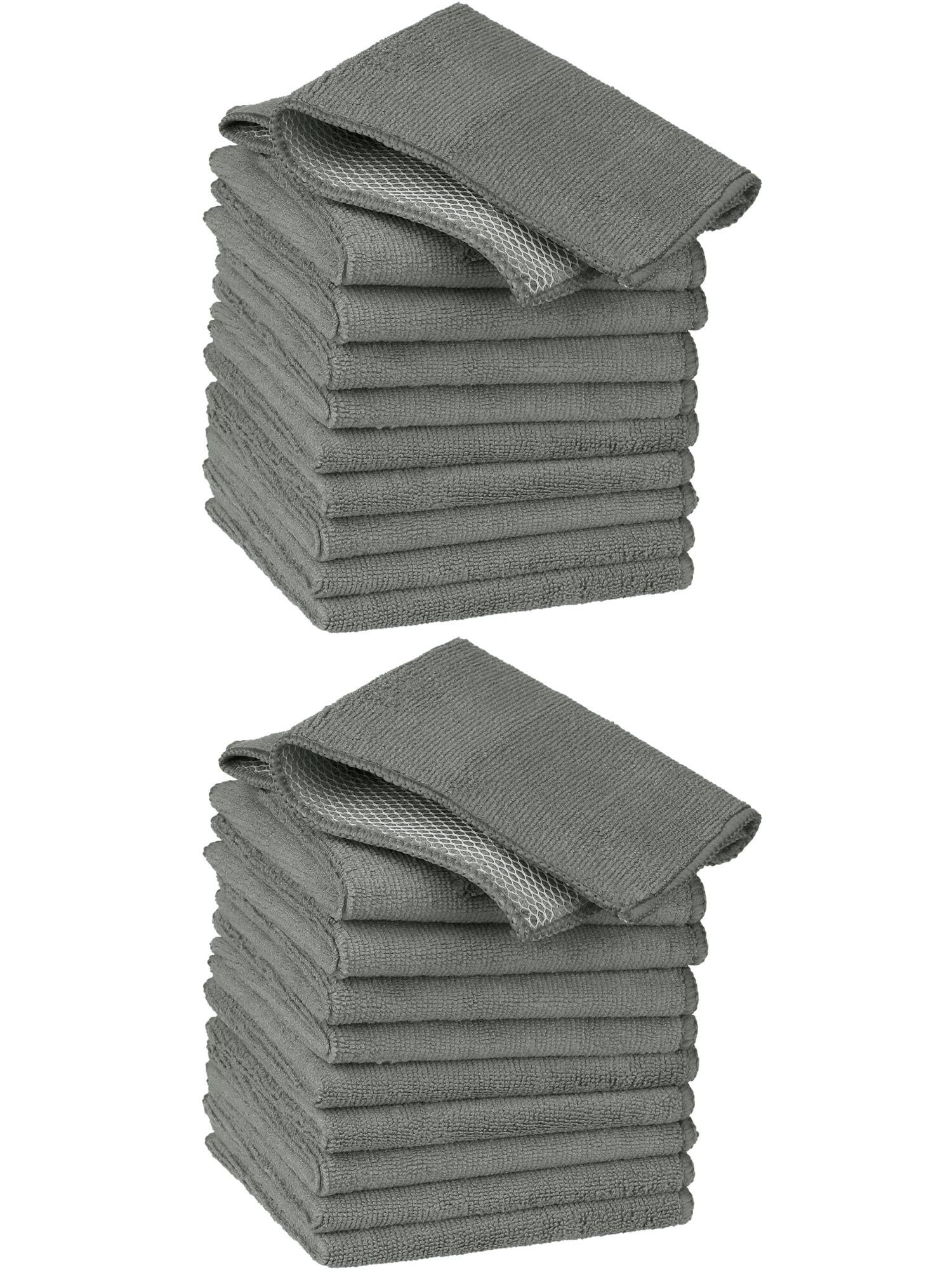 Unique Bargains 20 Pcs Kitchen Dishcloth Set Quick Dry Dish Cloths Grey 12" x 12"