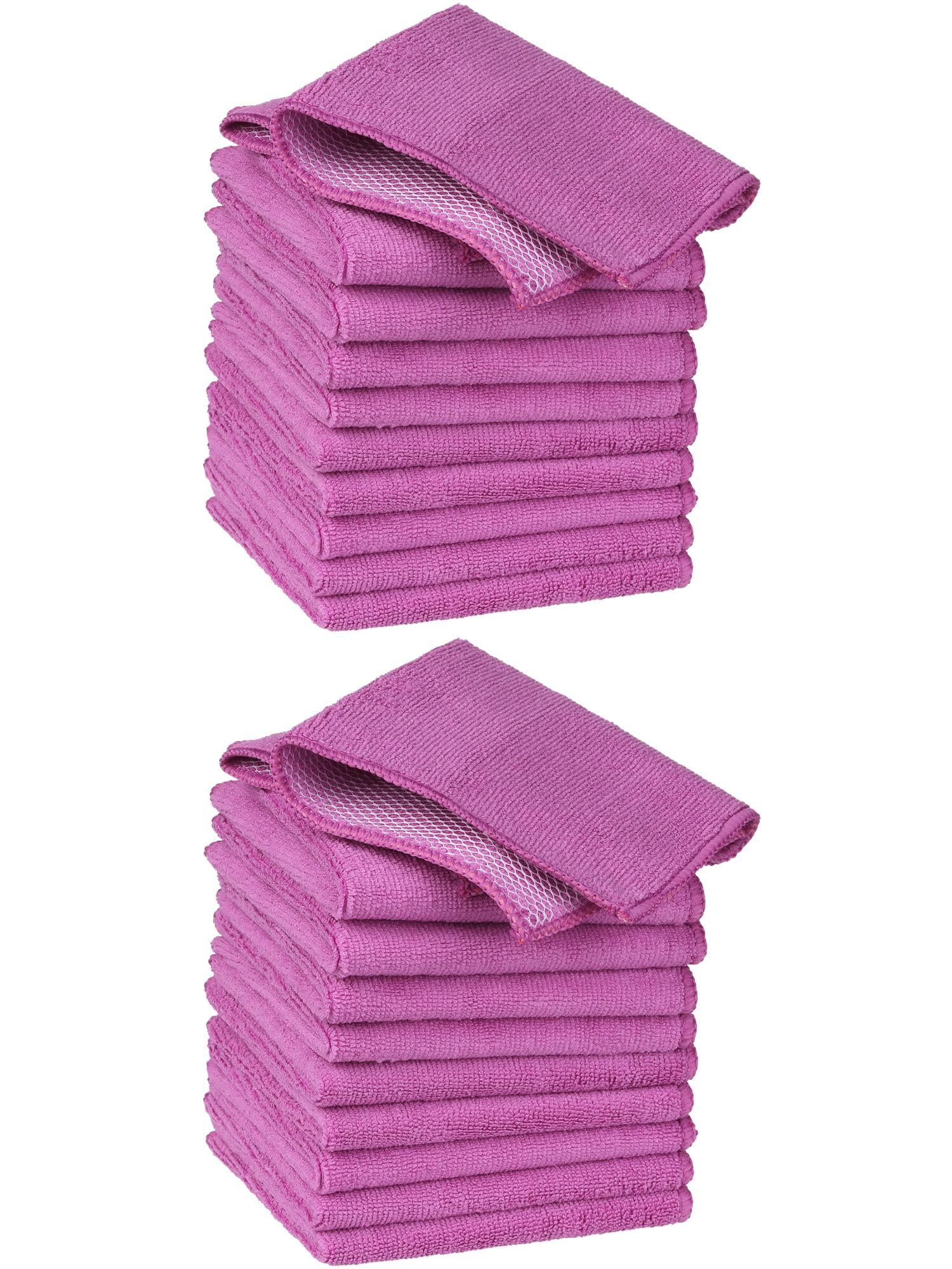 Unique Bargains 20 Pcs Kitchen Dishcloth Set Quick Dry Dish Cloths Rose Red 12" x 12"