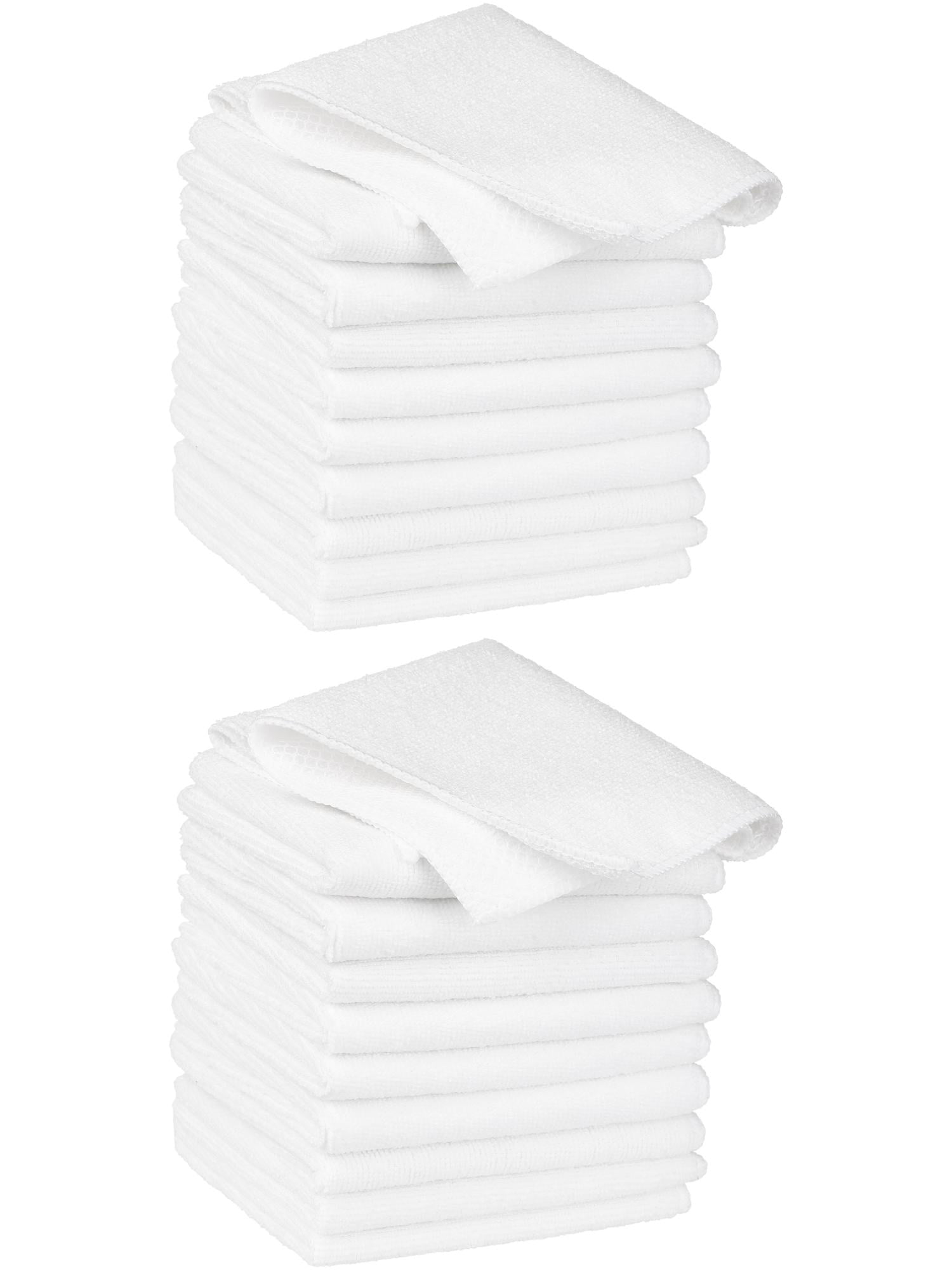 Unique Bargains 20 Pcs Kitchen Dishcloth Set Quick Dry Dish Cloths White 12" x 12"