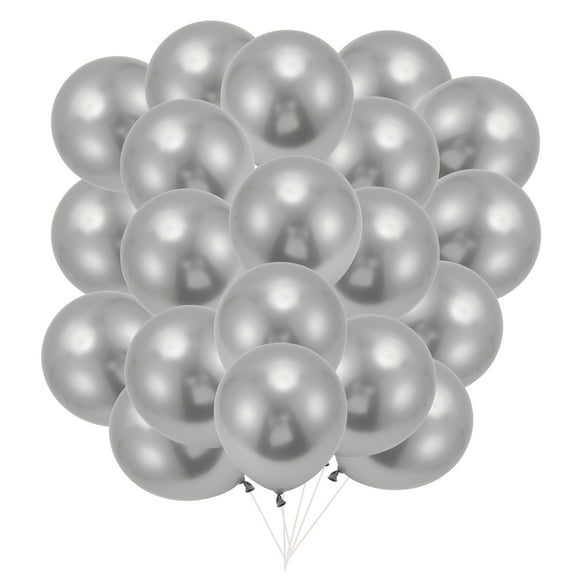 Unique Bargains 20 Pcs Latex Party Balloons for Anniversary Party Decorations Silver Tone