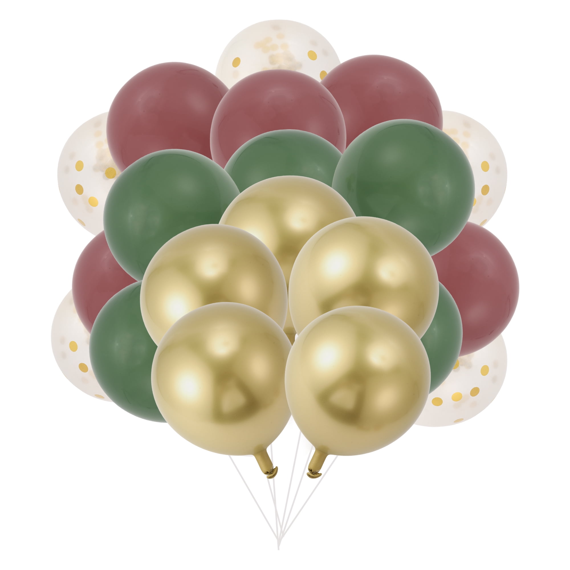 Unique Bargains Latex Party Balloons with Ribbon Green Red Gold Tone Clear 10inch 20Pcs