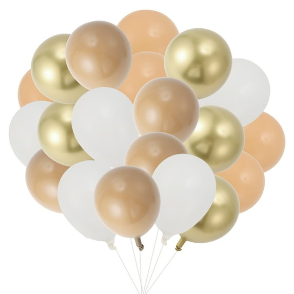 Unique Bargains Latex Party Balloons with Ribbon, 10 Inch Round Helium Balloons for Wedding Graduation Anniversary Birthday Party Backdrop Decoration Apricot White Brown 20 pcs
