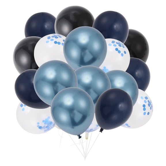 Unique Bargains Latex Party Balloons with Ribbon, 10 Inch Round Helium Balloons for Wedding Graduation Anniversary Birthday Party Backdrop Decoration Deep Blue Black Blue Clear 20 pcs