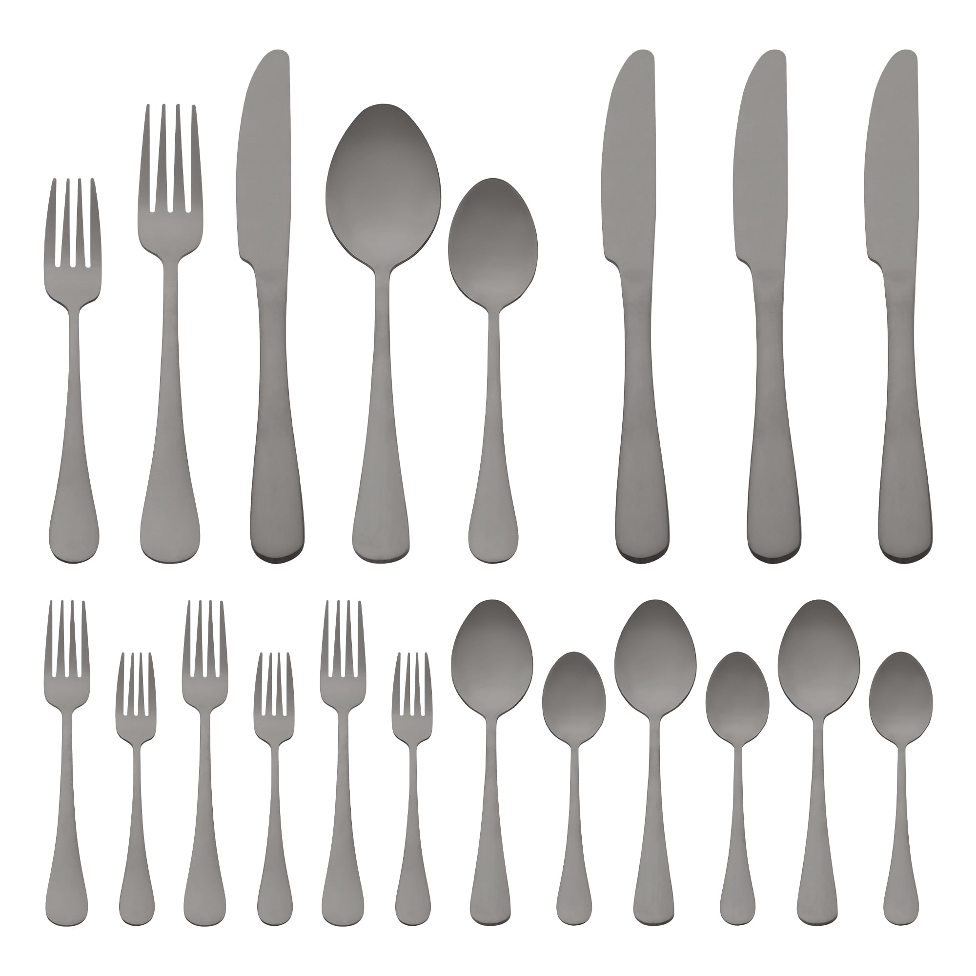 Unique Bargains 20 Pcs Stainless Steel Flatware Set Mirror Polished Cutlery Black