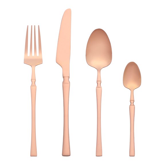 Unique Bargains 20 Pcs Stainless Steel Flatware Set Mirror Polished Cutlery Rose Gold
