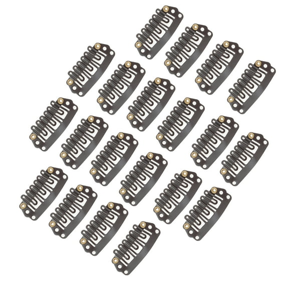 Unique Bargains 20 Pcs U Shape Snap Hair Extension Clips for Hair Extension Deep Brown