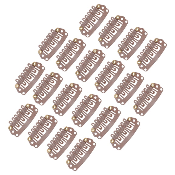 Unique Bargains 20 Pcs U Shape Snap Hair Extension Clips for Hair Extension Light Brown