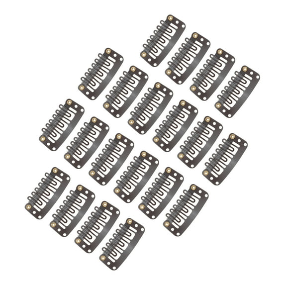 Unique Bargains 20 Pcs U Shape Snap Wig Clips for Hair Extension Deep Brown