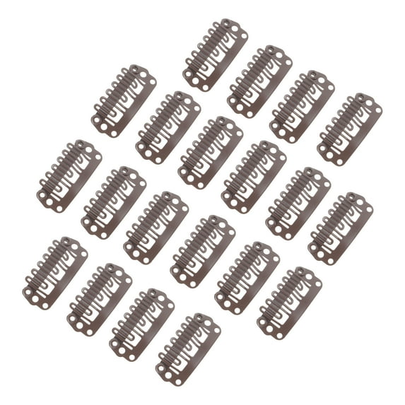 Unique Bargains 20 Pcs U Shape Snap Wig Hair Clips for Hair Extension Brown