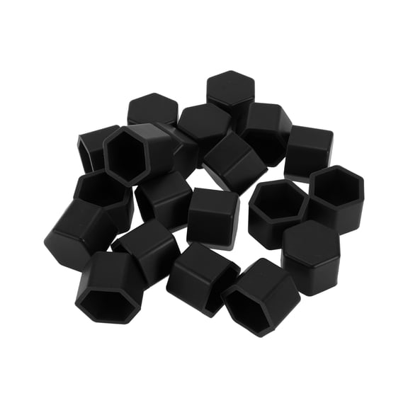 Unique Bargains 20 Pcs Wheel Lug Nut Bolt Rims Tire Nut Screws Dust Cap Cover Nut Protection Silicone Black 2.5x21x20.6mm