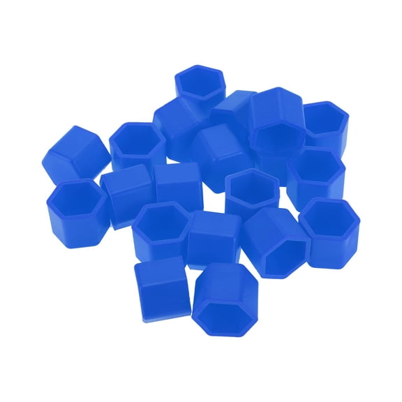 Unique Bargains 20 Pcs Wheel Lug Nut Bolt Rims Tire Nut Screws Dust Cap Cover Nut Protection Silicone Blue 2.2x19x20.2mm
