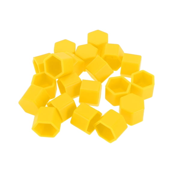 Unique Bargains 20 Pcs Wheel Lug Nut Bolt Rims Tire Nut Screws Dust Cap Cover Nut Protection Silicone Yellow 2.5x21x20.6mm