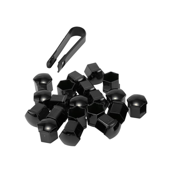Unique Bargains 20 Pcs Wheel Lug Nut Bolt with Clip Rims Tire Nut Screws Dust Cap Cover Nut Protection Plastic 19mm Matte Black