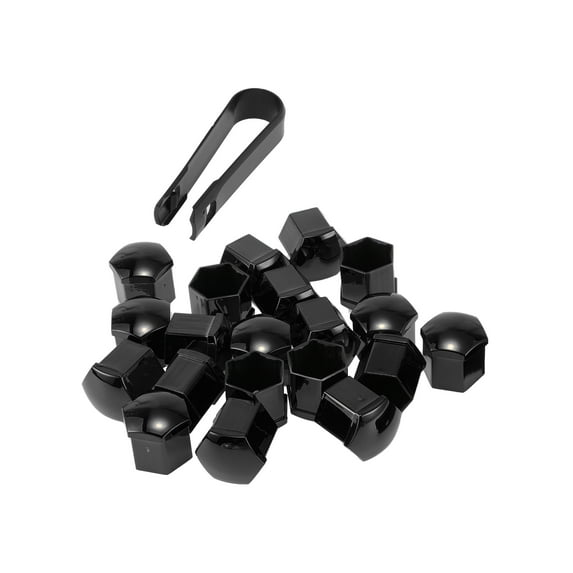 Unique Bargains 20 Pcs Wheel Lug Nut Bolt with Clip Rims Tire Nut Screws Dust Cap Cover Nut Protection Plastic 19mm Matte Black