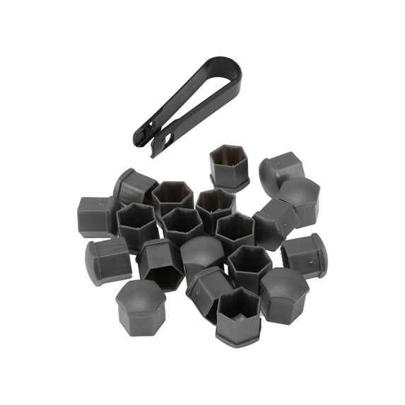 Unique Bargains 20 Pcs Wheel Lug Nut Bolt with Clip Rims Tire Nut Screws Dust Cap Cover Nut Protection Plastic 19mm Matte Gray