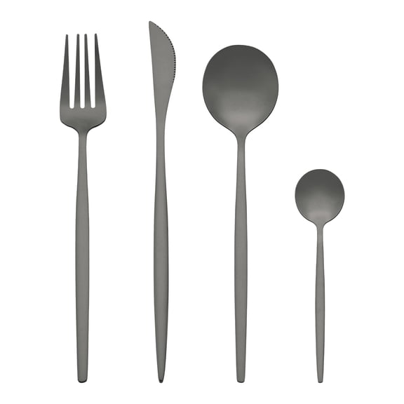 Unique Bargains 20 Piece Silverware Set Stainless Steel Flatware Set Black